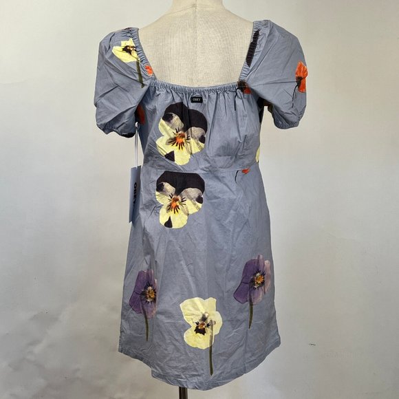 Obey Mini Dress "Redux" Denim Blue/Floral - Picture 5 of 6